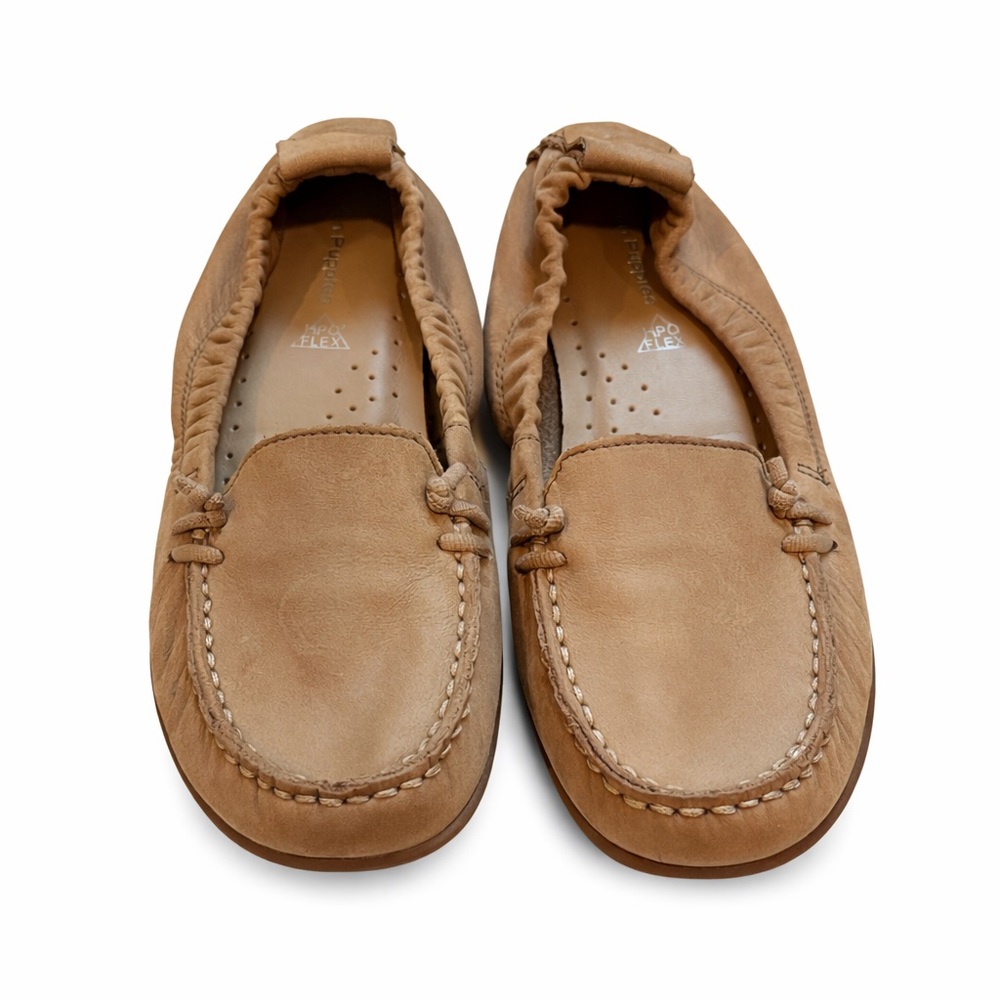 Hush Puppies Women's Tan Leather Moccasin Loafers